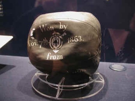 Charles Goodyear's soccer ball at the National Soccer Hall of Fame (Oneonta, NY, USA)